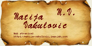 Matija Vakulović vizit kartica
